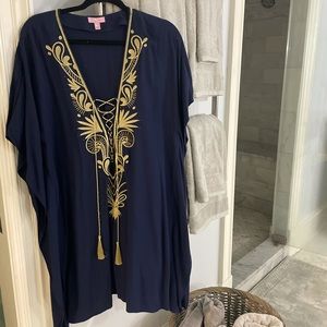 Navy & Gold Lilly Pulitzer sheath dress XL